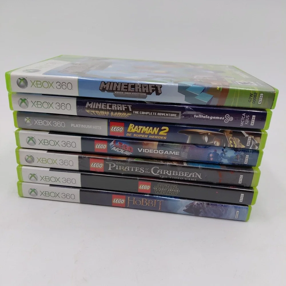 Xbox 360 Game Lot 7 Minecraft LEGO Batman Pirates Hobbit Star Wars Family Fun